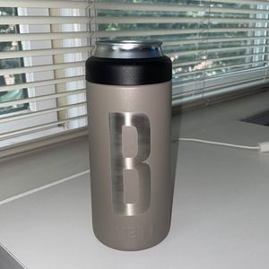 NEW- Yeti grey personalized ‘B’ 12 oz slim can insulator